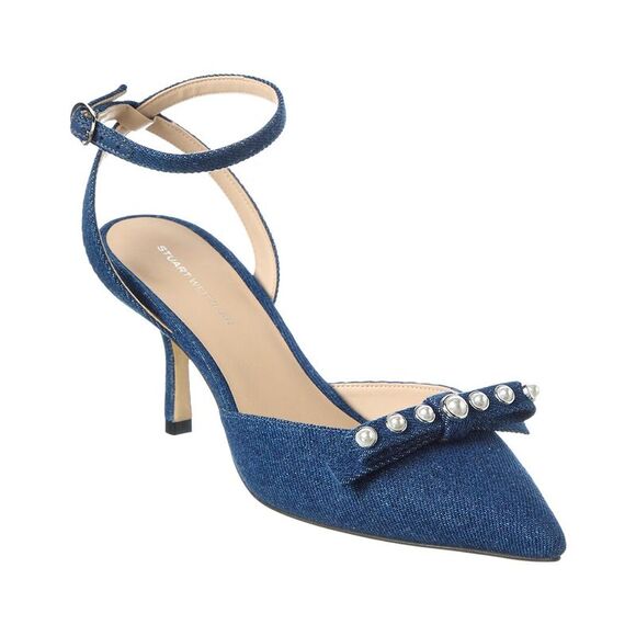 Stuart Weitzman Luella Strap 75 Denim Pump Blue
